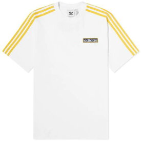 アディダス Tシャツ 白色 ホワイト ゴールド & メンズ 【 ADIDAS ADIBREAK T-SHIRT / WHITE & BOLD GOLD 】 メンズファッション トップス カットソー