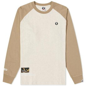 エイプバイベイシングエイプ スリーブ Tシャツ ベージュ 長袖 メンズ 【 AAPE BY A BATHING APE AAPE NOW LONG SLEEVE T-SHIRT / DARK BEIGE 】 メンズファッション トップス カットソー