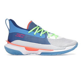 カリー クリスマス 白色 ホワイト 青色 ブルー アンダーアーマー スニーカー メンズ 【 UNDER ARMOUR UNDER ARMOUR CURRY 7 SUPER SOAKER CHRISTMAS (2019) / WATER WHITE AMERICAN BLUE 】