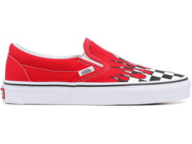 ヴァンズ バンズ スリッポン 赤 レッド 白色 ホワイト スニーカー メンズ 【 VANS SLIP-ON CHECKER FLAME RED / RACING RED TRUE WHITE 】