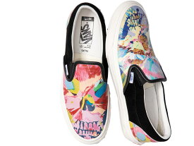 ヴァンズ バンズ クラシック スリッポン 黒色 ブラック スニーカー メンズ 【 VANS CLASSIC SLIP-ON VLT LX DAMIEN HIRST SKULL SPLATTER / MULTICOLOR BLACK 】