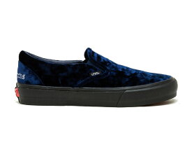 ヴァンズ バンズ スリッポン 青色 ブルー 黒色 ブラック スニーカー メンズ 【 VANS SLIP-ON NOON GOONS CRUSHED VELVET / CRUSHED BLUE VELVET BLACK 】