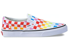 ヴァンズ バンズ クラシック スリッポン 虹色 レインボー 白色 ホワイト スニーカー メンズ 【 VANS CLASSIC SLIP-ON RAINBOW CHECKERBOARD / RAINBOW WHITE MULTI COLOR 】