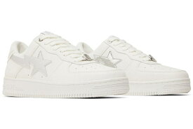 ベイプ 白色 ホワイト 銀色 シルバー スニーカー メンズ 【 BAPE A BATHING APE STA WHITE SILVER (2023) / WHITE SILVER WHITE 】