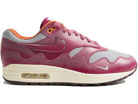 ナイキ マックス ラッシュ マルーン 銀色 シルバー エアマックス スニーカー メンズ 【 NIKE AIR MAX 1 PATTA WAVES RUSH MAROON (WITHOUT BRACELET) / METALLIC SILVER RUSH MAROON 】