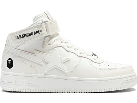 ベイプ ミッド 白色 ホワイト 黒色 ブラック スニーカー メンズ 【 BAPE A BATHING APE STA MID WHITE / WHITE BLACK 】