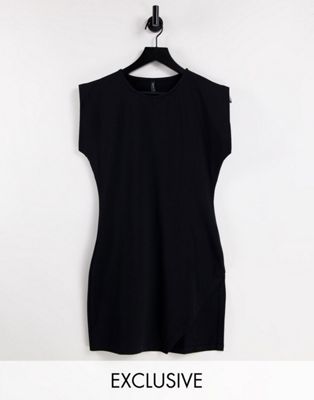 ASYOU ノンスリーブ ドレス 黒色 ブラック レディース 【 ASYOU SLEEVELESS DRESS WITH SPLIT IN BLACK 】 ドレス