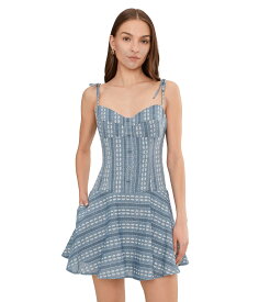 アヴェックレフィー Avec Les Filles 【 Drop Waist Shirting Mini Dress 】 ドレス Blue & White 青色 ブルー 白色 ホワイト