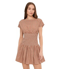 アヴェックレフィー Avec Les Filles 【 ボートネック ドロップウエスト ミニワンピース スモック レディース 】 Gingham