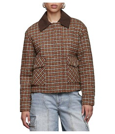 アヴェックレフィー Avec Les Filles 【 Oversized Tweed Bomber Jacket 】 ボンバージャケット Brown/Blue Plaid 茶色 ブラウン 青色 ブルー