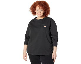 カーハート スリーブ Tシャツ 黒色 ブラック 長袖 レディース 【 CARHARTT PLUS SIZE WK126 WORKWEAR POCKET LONG SLEEVE T-SHIRT / BLACK 】 レディースファッション トップス カットソー