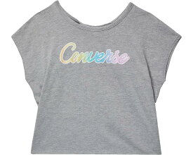 コンバース グラフィック ニット 灰色 グレー ヘザー ジュニア キッズ 【 CONVERSE KIDS GLITTER GRAPHIC KNIT TOP / DARK GREY HEATHER 】 ベビー マタニティ トップス Tシャツ カットソー