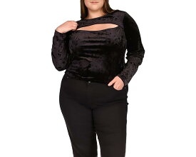 マイケルマイケルコース スリーブ 黒色 ブラック 長袖 レディース 【 MICHAEL MICHAEL KORS PLUS SIZE VELVET CUTOUT LONG SLEEVE TOP / BLACK 】 レディースファッション トップス Tシャツ カットソー