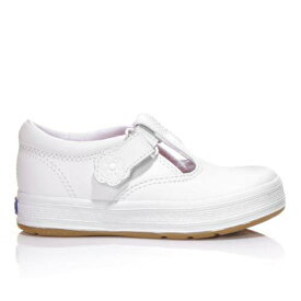 ケッズ KEDS ベビー 赤ちゃん用 カジュアル スニーカー 運動靴 カジュアルスニーカー 【 Girls Toddler And Little Kid Daphne T-strap Casual Shoes 】 White Leather