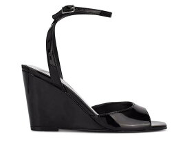 ナインウエスト レディース ウェッジ サンダル 黒色 ブラック パテント WOMEN'S 【 NINE WEST NEVR WEDGE SANDALS BLACK PATENT 】