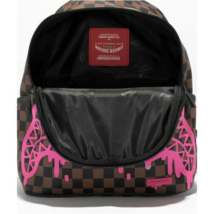 Sprayground Pink Drip Savage Brown & Black Checkered Mini Backpack