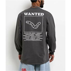 A.lab 【 Wanted Worm Charcoal Long Sleeve T-Shirt Men's Charcoal 】 チャコール Sleeve スリーブ Tシャツ メンズ チャコール