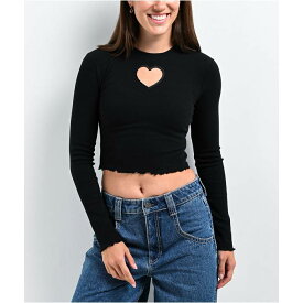A.lab 【 Audrina Caviar Cutout Long Sleeve Crop T-Shirt Women's Black 】 Sleeve スリーブ Crop クロップ Tシャツ レディース 黒色 ブラック