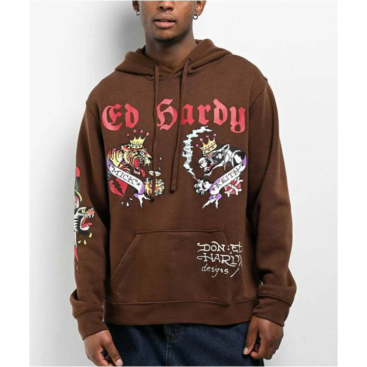 楽天市場】エドハーディー Ed Hardy 【 Panther Tiger Brown Hoodie 