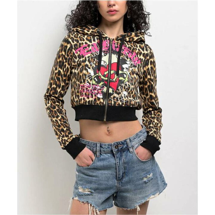 楽天市場】エドハーディー Ed Hardy 【 Sacred Heart Leopard Crop Zip 