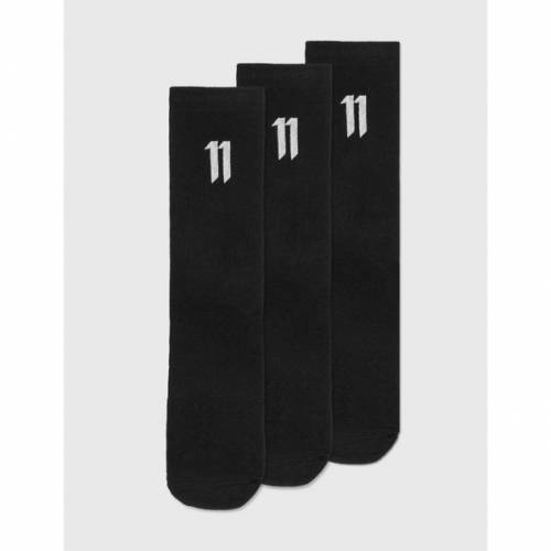 ファッションブランド カジュアル ファッション ソックス ロゴ 靴下 黒色 ブラック メンズ 11 PACK SOCKS BIDJAN 最大93%OFFクーポン OF BLACK 3 BORIS SABERI LOGO 直輸入品激安 BY