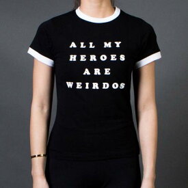 Tシャツ 黒色 ブラック レイジーオーフ レディース 【 LAZY OAF WOMEN ALL MY HEROES ARE WEIRD TEE (BLACK) / BLACK 】 レディースファッション トップス カットソー