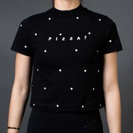 Tシャツ 黒色 ブラック レイジーオーフ レディース 【 LAZY OAF WOMEN PIZZA TEE (BLACK) / BLACK 】 レディースファッション トップス カットソー