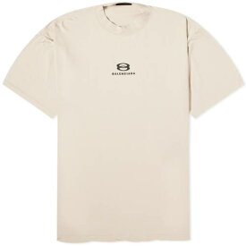 バレンシアガ ロゴ Tシャツ ベージュ 黒色 ブラック & メンズ 【 BALENCIAGA SMALL LOGO T-SHIRT / LIGHT BEIGE & BLACK 】 メンズファッション トップス カットソー