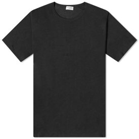 サンローラン ロゴ Tシャツ 黒色 ブラック メンズ 【 SAINT LAURENT SAINT LAURENT EMBROIDERED LOGO T-SHIRT / BLACK 】 メンズファッション トップス カットソー