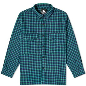 エドウイン 紺色 ネイビー 緑 グリーン & メンズ 【 EDWIN BIG OVERSHIRT / NAVY & GREEN 】 メンズファッション トップス