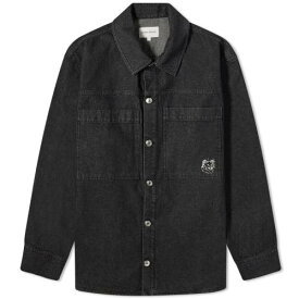 メゾンキツネ フォックス デニム 黒色 ブラック メンズ 【 MAISON KITSUNE MAISON KITSUNE FOX HED PATCH DENIM OVERSHIRT / WASHED BLACK 】 メンズファッション トップス