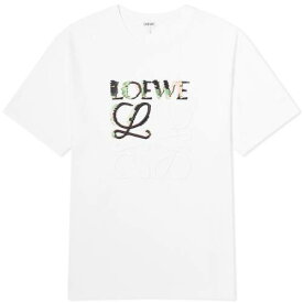 ロエベ ロゴ Tシャツ 白色 ホワイト & メンズ 【 LOEWE DISTORTED LOGO T-SHIRT / WHITE & MULTI 】 メンズファッション トップス カットソー