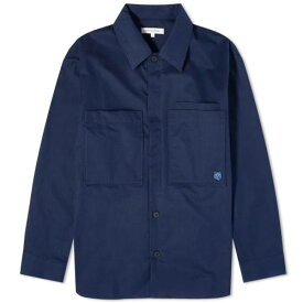 メゾンキツネ フォックス 青色 ブルー メンズ 【 MAISON KITSUNE MAISON KITSUNE TONAL FOX HEAD PATCH OVERSHIRT / INK BLUE 】 メンズファッション トップス