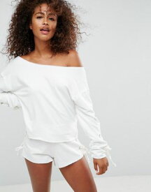 【あす楽】ディテール エイソス レース ショルダー ラウンジ オフ レースアップ asos lounge off shoulder sweat with lace up detail ナイトウエア 下着 インナー レディースナイトウエア ルームウエア