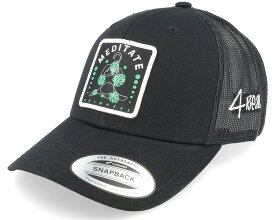 4REAL 【 Meditate Anywhere Patch メンズ キャップ ブラック トラッカー メッシュ アウトドア 】 Black 黒色 ブラック