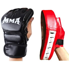 オープンフィンガーグローブ 湾曲 型ミット セット 総合格闘技 オープンフィンガー トレーニング パンチンググローブ ハーフフィンガー グローブ 空手 プレゼント 全国送料無料