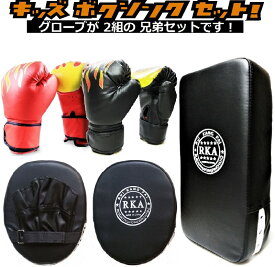 子供用 ボクシング グローブ 2組 ミット 兄弟 セット 小学生 男の子 ストレス解消 パンチンググローブ ジュニア ボクシング パンチング キック ミット 空手 格闘技 親子 キッズ トレーニング 戦いごっこ 誕生日 プレゼント 全国送料無料