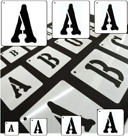 ステンシル シート 英数字 36枚 セット 7サイズ から 選べる 大きい 小さい サイズ 装飾 飾り 文字 軍用フォント アーミー フォント 英語 数字 アルファベット DIY オリジナル 作成 カッコいい ガレージ アメリカン 自作 ビッグ カード プレゼント 文字サイズ 2.5cm ～ 15cm