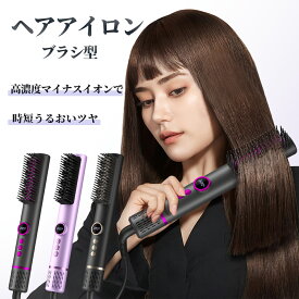 最新モデル【新品特価！クーポンで2,980円】ヘアアイロン ヒートブラシ ブラシアイロン ストレートアイロン ストレートヘアアイロン ストレートブラシ マイナスイオン ブラシ型ヘアアイロン 急速予熱 恒温 140~220℃調整 静電気防止 やけど防止