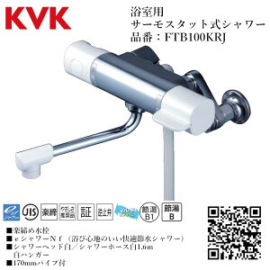 KVK 浴室用 サーモスタット式シャワー 品番: FTB100KRJ【一般地仕様 送料無料 水道 交換 取付】