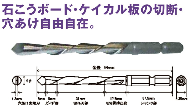 楽天市場 キリ 穴開け 穴拡げる インパクトドライバー 大日商 六角軸石膏ボード切り抜きビット Sk 6 ジュールプラス楽天市場店