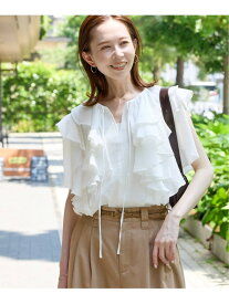 ラッフルカラーコットンボイルブラウス JOURNAL STANDARD ジャーナル スタンダード トップス シャツ・ブラウス ブラック ホワイト【送料無料】[Rakuten Fashion]