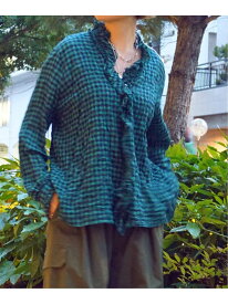 シャーリングチェック フリルブラウス journal standard luxe ジャーナルスタンダード ラックス トップス シャツ・ブラウス ホワイト ブルー グリーン【送料無料】[Rakuten Fashion]