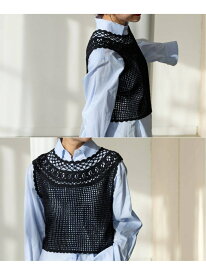 《予約》CROCHET VEST JOURNAL STANDARD ジャーナル スタンダード トップス ベスト・ジレ ブラック ホワイト【先行予約】*【送料無料】[Rakuten Fashion]