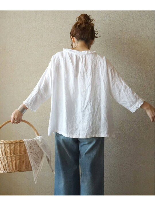 楽天市場】【SALE／30%OFF】ソフトリネン タックフリルブラウス 