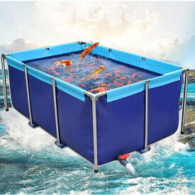 大型水槽 長方形プール 大型養殖用プール キャンバスの魚のいる池 大きい水槽 レクタングラフレームプール 立体養魚池 0.8*0.6*0.3m 折りたたみ帆布生簀 ブラケ