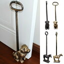 ドアストッパー スタンド型 アニマル 持ち手棒付き アンティーク風 ブロンズ ブラック 犬 馬