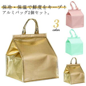 【2個セット】保冷バッグ 保温バッグ アルミバッグ ケーキ 収納袋 コンパクト シンプル クーラーボックス 弁当 折りたたみ アウトドア 買い物 スポーツ ゴルフ トート ランチバッグ 保冷 保
