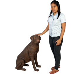 イヌ置物置物動物インテリア犬おすわりをするラブラドール(ブラウン) / Sitting Labrador BR【送料無料】