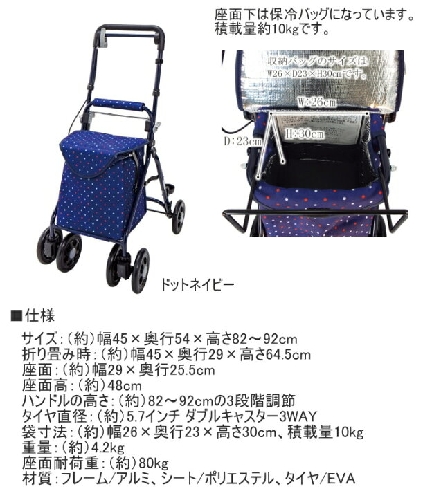 楽天市場】ミドルタイプ シルバーカー らくらくスリムバスケット 